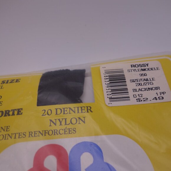 Vintage Rossy Queen Size Nylon 2XL Style 950 Pantyose Black and Taupe - Picture 12 of 16